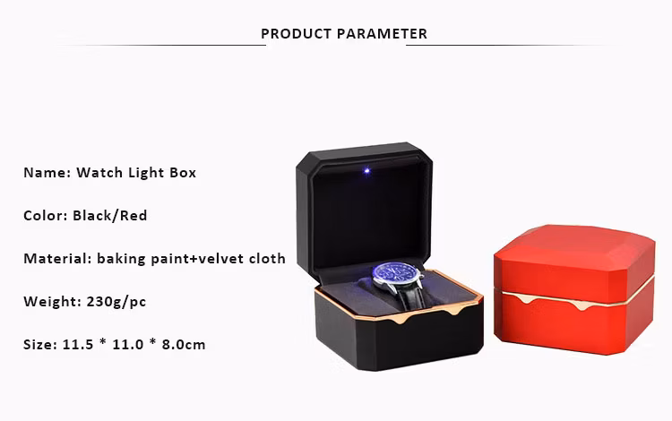 Custom Logo LED Light Watch Roll up Luxury Genuine Leather 1 Slot Watch Case Gift Packaging Case Watch Storage Case