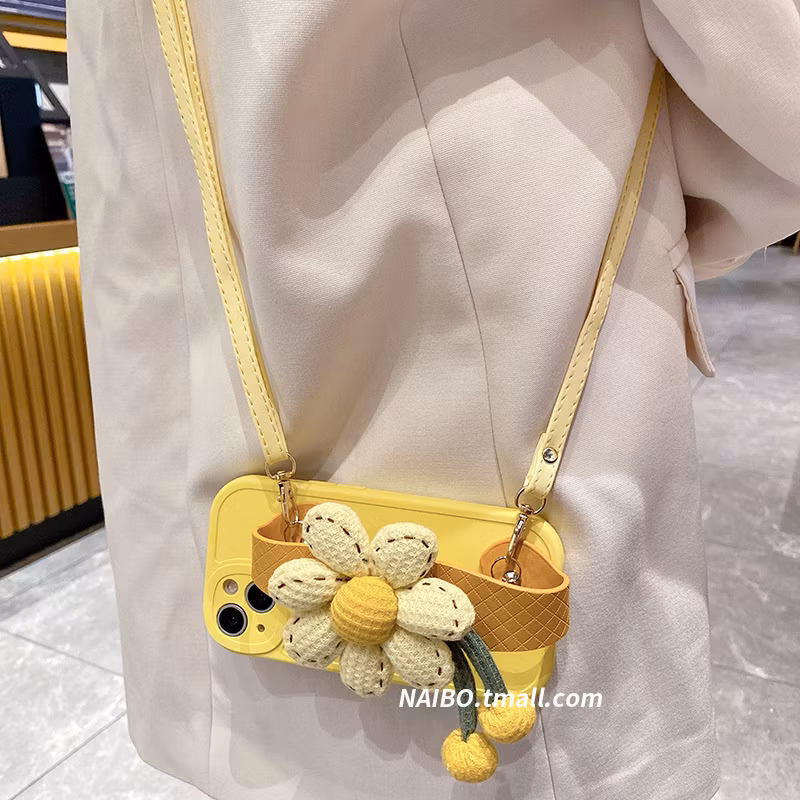 Ins Pumpkin Flower Wristband 15 for iPhone14PRO Max Case Apple 13 Soft 12 Crossbody 11
