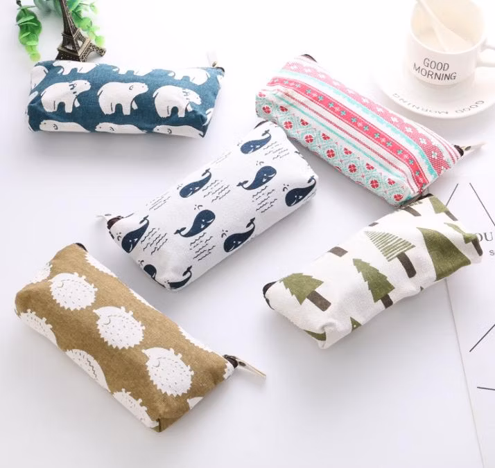Custom Printing Canvas Student School Pencil Bag Stationery Case