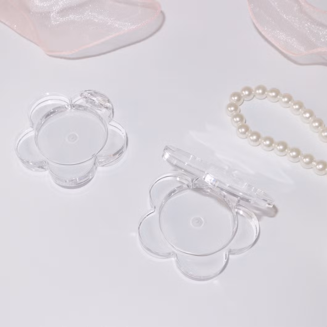 Flower Shape Compact Powder Case Transparent Round Single Color Blusher Case