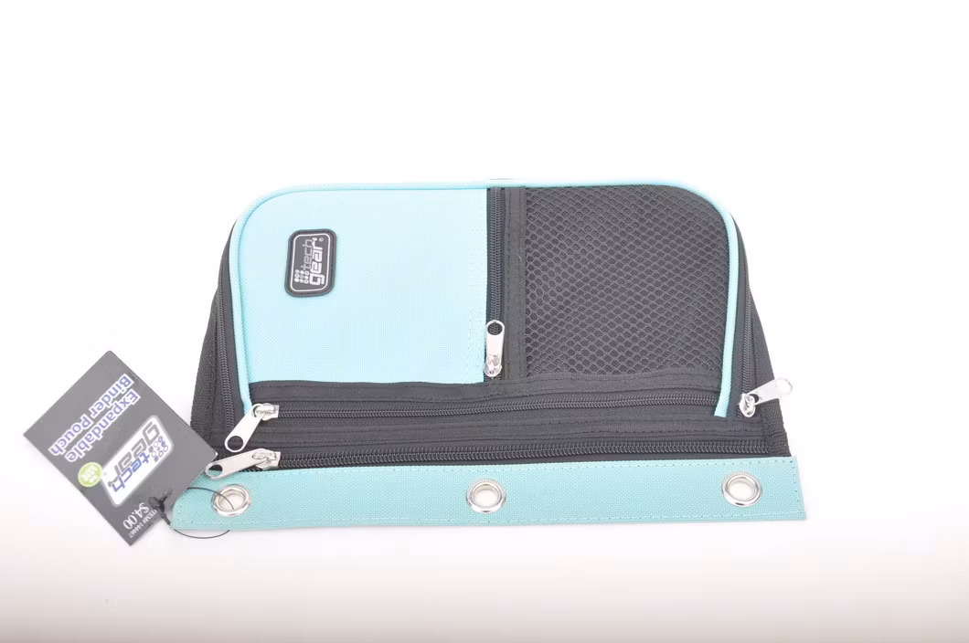 Binder Pencil Pouch, Pencil Case with Rivet Enforced 3 Ring, Multicolored