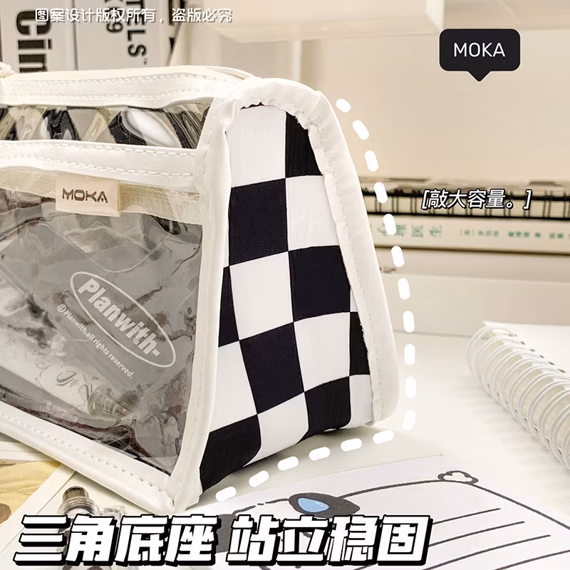 Korean Transparent PVC Pencil Bags Triangle Stationery Box Multi Functional Pencil Bags