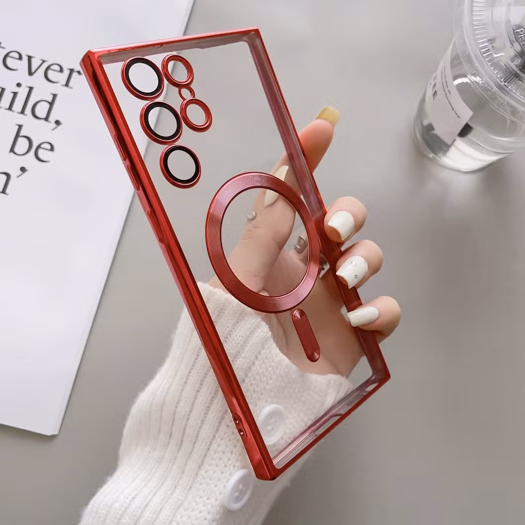 Magnetic Wireless Charge Back Cover for iPhone 14 13 Luxury Purple TPU Charging Phone Case