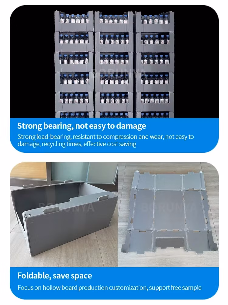 Red/Pink/Blue Corrugated Plastic Warehouse Storage Correx Stackable Picking Case for Clothing