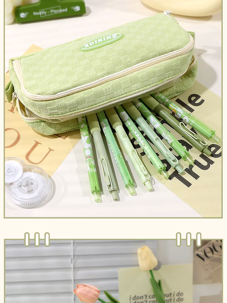 Colorful Large Storage Pencil Case Pen Bag with Zipper Large Capacity Cosmetic Bag High Appearance Stationery Pen Pouch