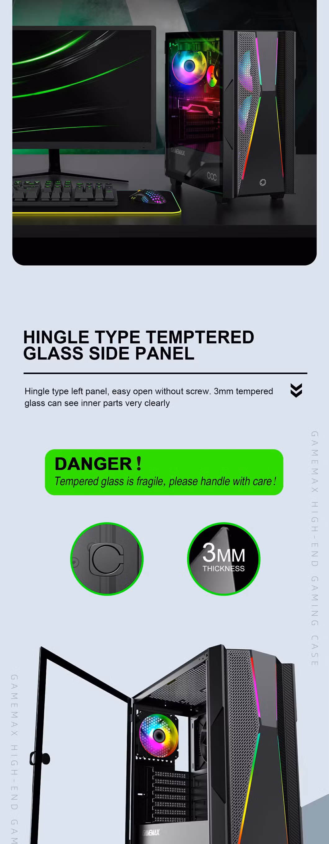 Typhoon Gaming Computer Case with Coc Unique Cooling System