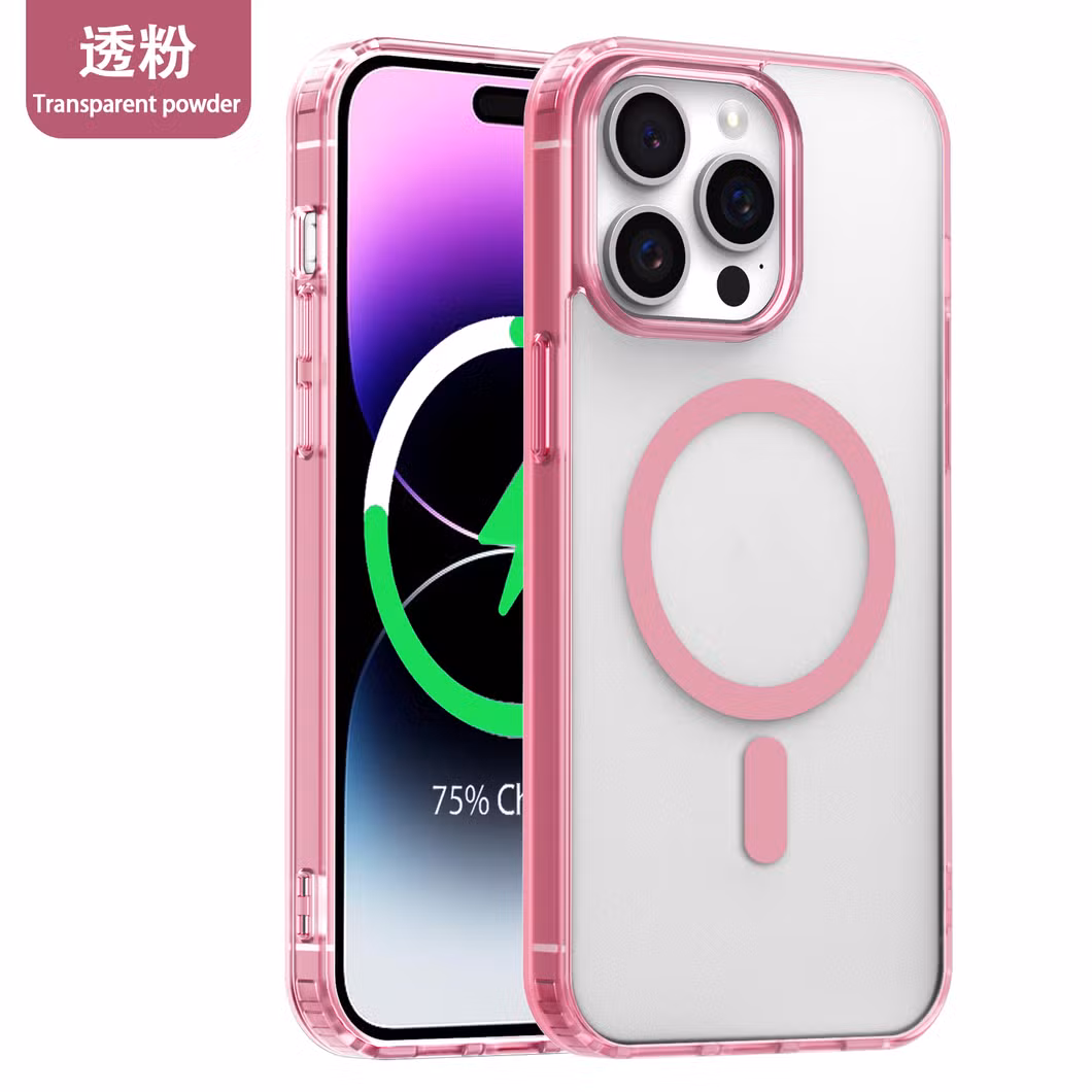 Purple 3 in 1 Magnetic Phone Case for iPhone 15 PRO Max 14 13 12 11 PRO Metal Lens Wireless Charging Transparent PC Back Cover