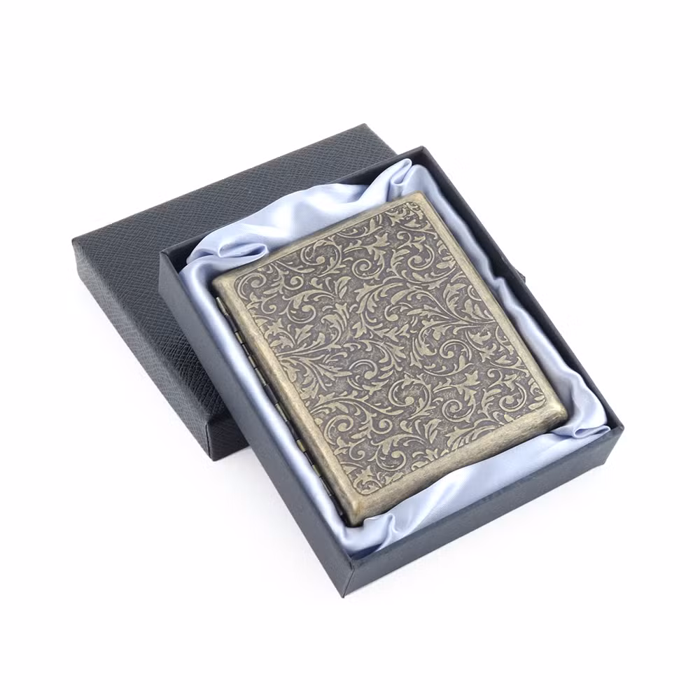 Classic Design Bronze Flower Cigarette Case with Snap Joint