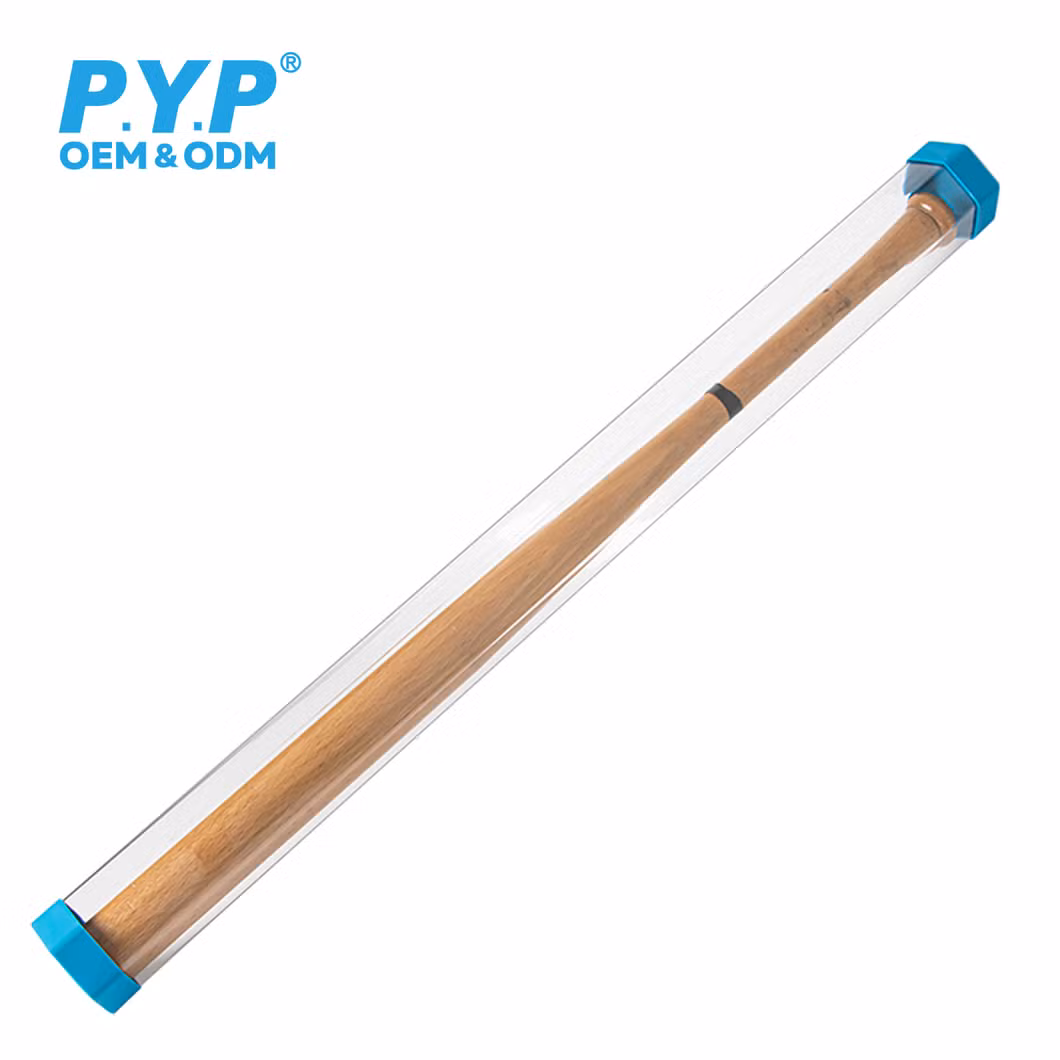 Baseball Bat Case with Blue Rubber Hexagon End Caps and Clear Tube