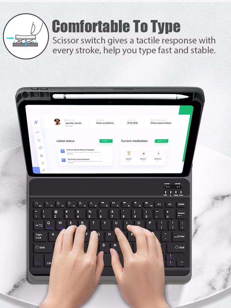 Bluetooth Keyboard Leather Tablet Case for iPad 10th Gen 2022 10.9