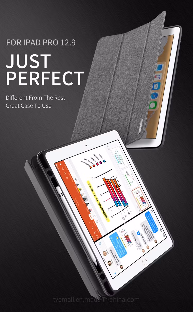 Dux Ducis Domo Series Tri-Fold Stand Folio Smart Cloth Texture PU Leather Case with Pencil Holder for iPad PRO 12.9 (2017)