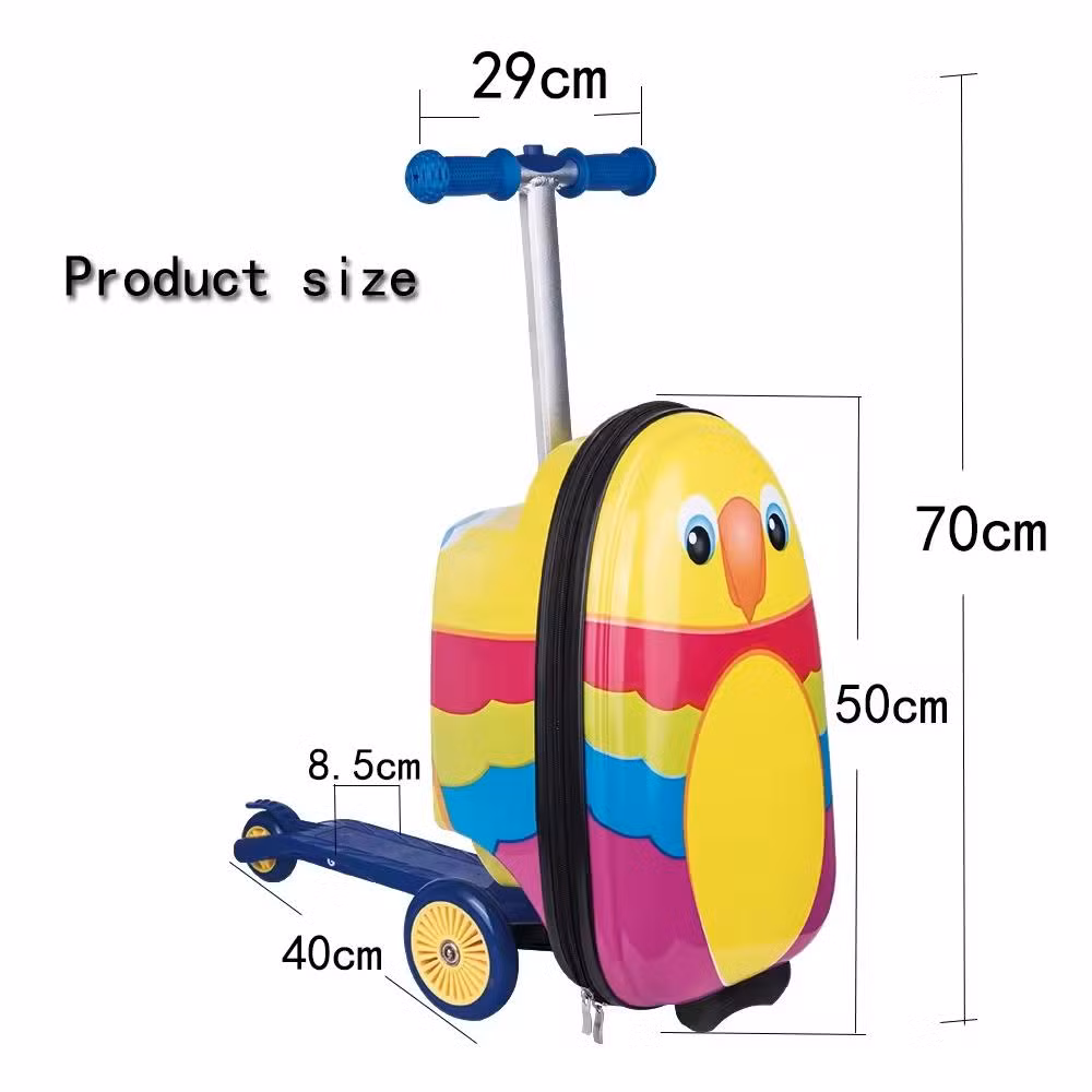 Kids Suitcase High Quality Folding Three Children Kick Luggage Standing Scooters