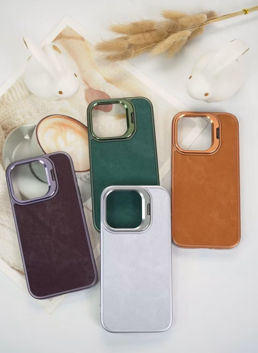 Denim Fabric Canvas Lens Holder Mobile Phone Case for iPhone 14 PRO