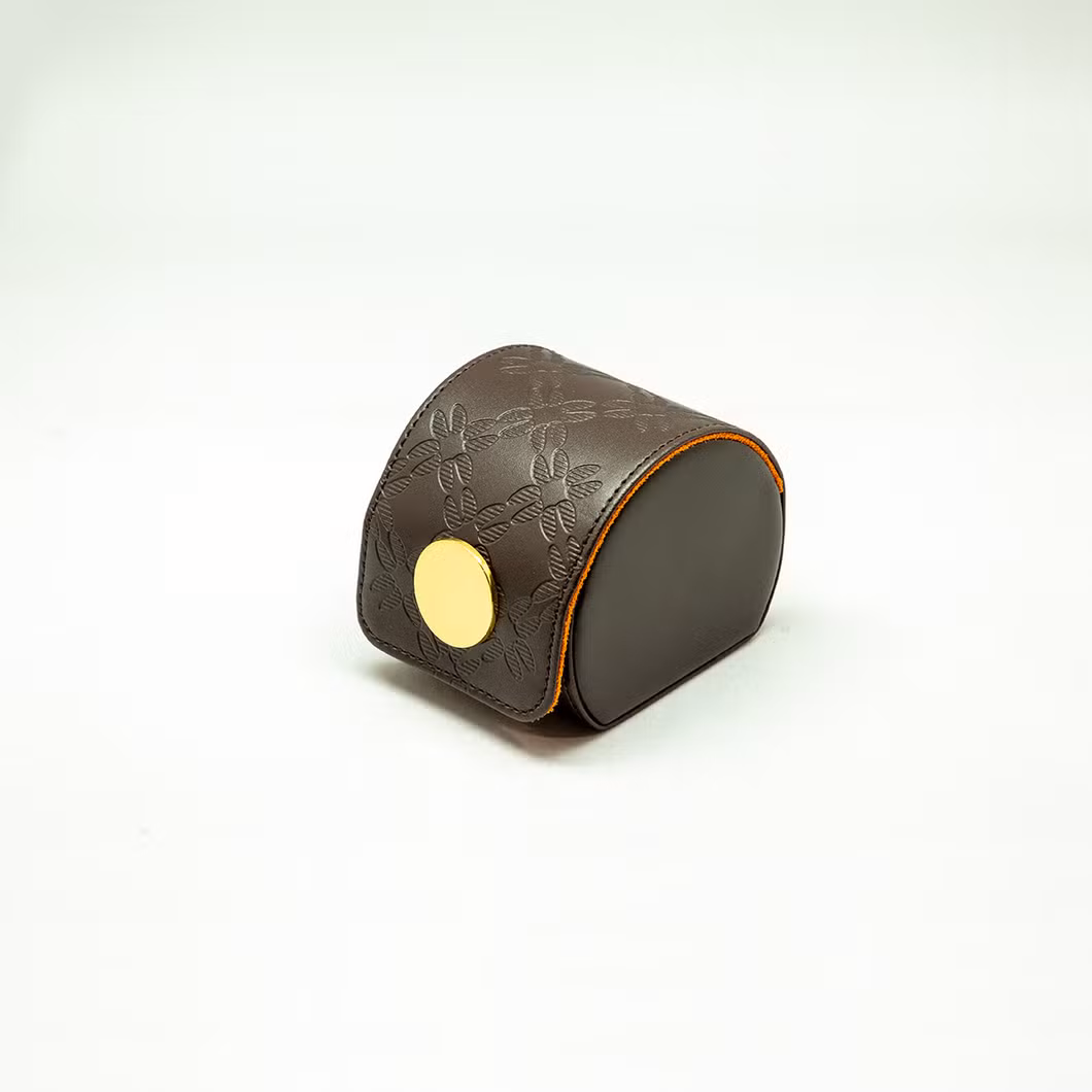 Elegant Leather Watch Storage Case with Gold-Plated Lock