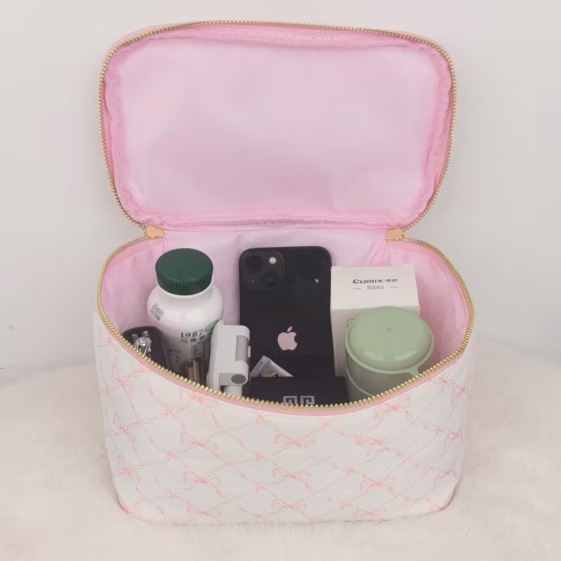 Personalized Beauty Make up Case Flower Printing Lipstick Train Case Set Series Round Cosmetic Bag