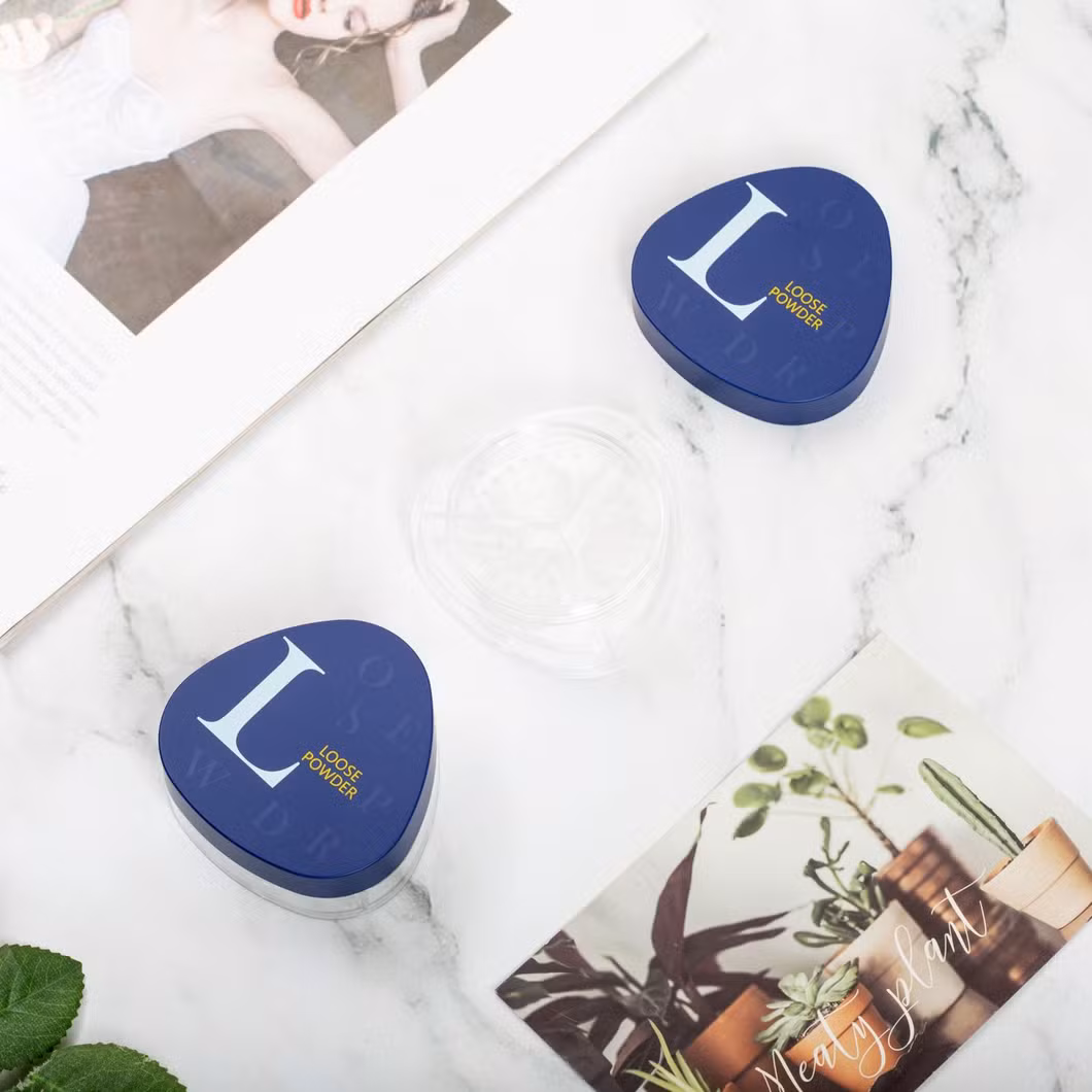Factory Direct Triangular Blue Custom Logo Empty Loose Powder Case