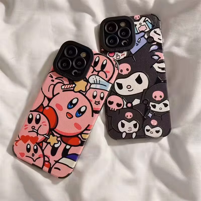 Imitation Leather Cartoon Kabi of The Planet Kulomi Phone Case for iPhone 13 14 15 Protective Cover Cheap