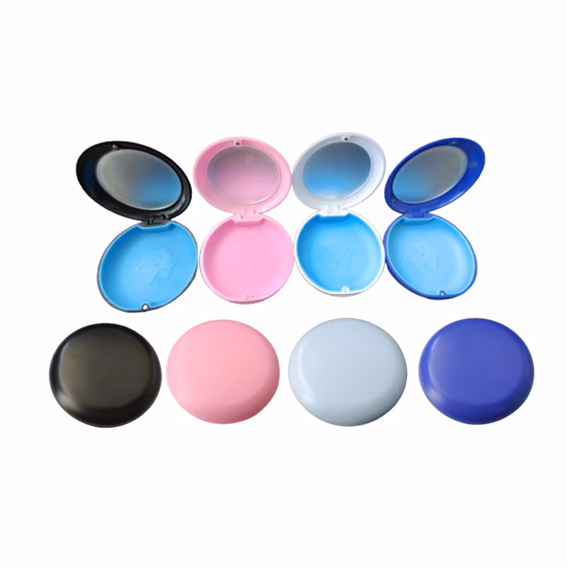 Portable Blue Dental Orthodontic Braces Storage Case with Mirror for Travel
