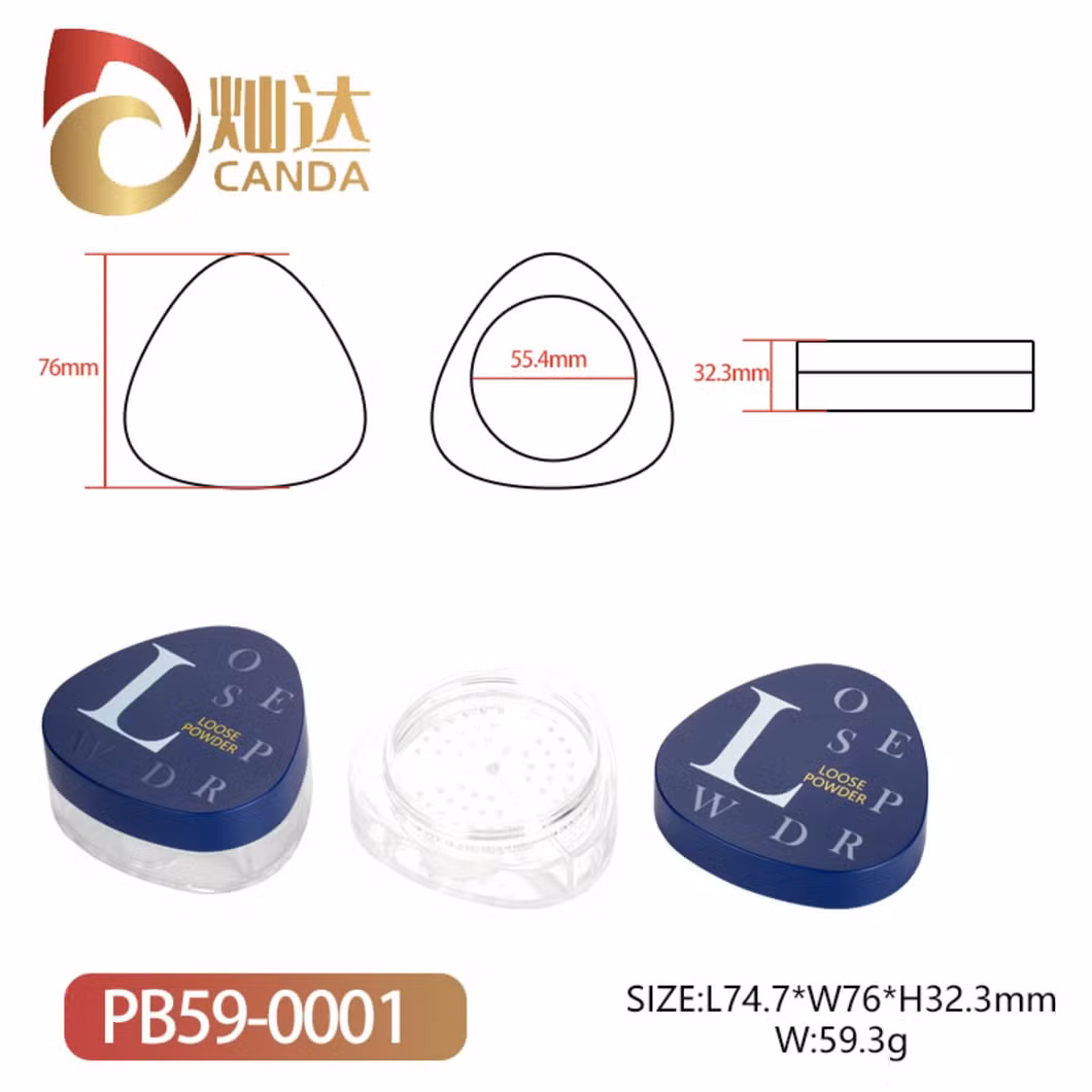 Factory Direct Triangular Blue Custom Logo Empty Loose Powder Case