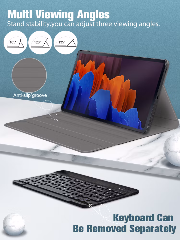 Bluetooth Keyboard Case for Samsung Galaxy Tab S7 Plus Tablet Case 2020 12.4 Inch T970 T975 Manufacture Wholesales
