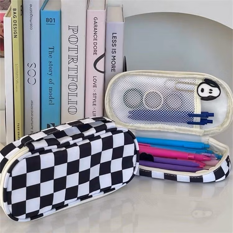 Custom Canvas Zipper Lovely Triangle Pencil Bag Pencil Case for Office