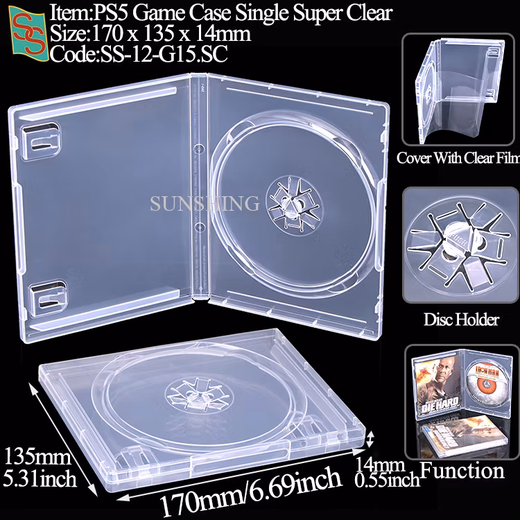 for Playstation 5 Translucent Blue Video Game PS5 Replacement Shell Storage Case