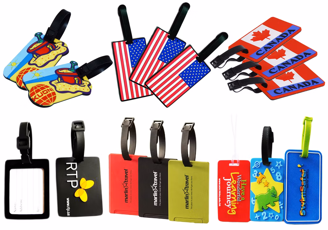 Customized Shoe Shape Name One Day Shipping Pack with Silicone Rope Soft PVC Luggage Handbag Tag