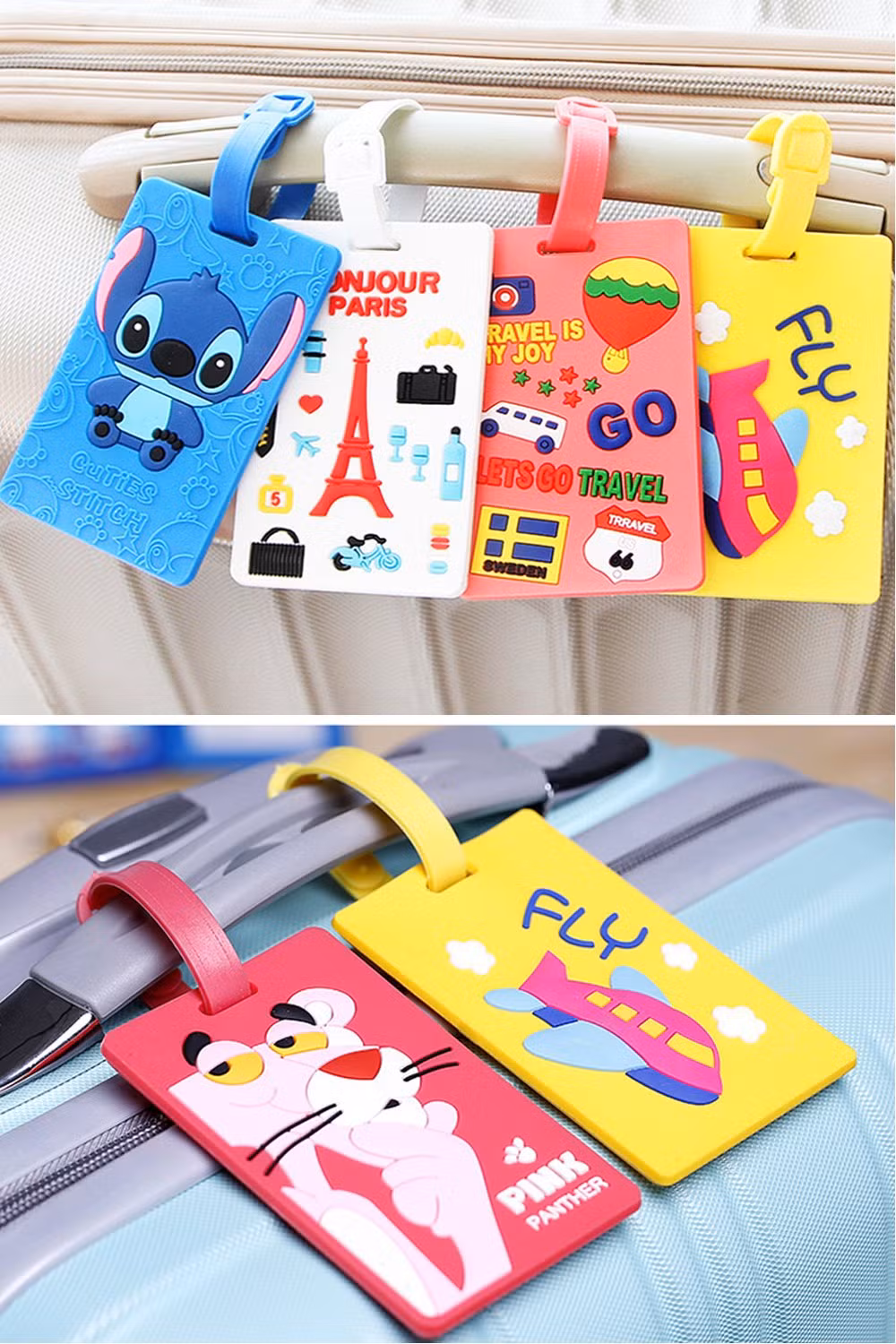 Customized Shoe Shape Name One Day Shipping Pack with Silicone Rope Soft PVC Luggage Handbag Tag