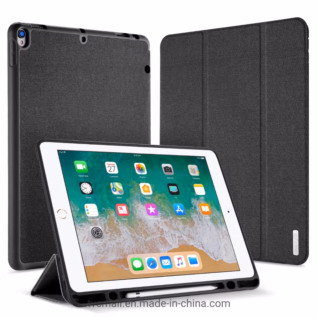 Dux Ducis Domo Series Tri-Fold Stand Folio Smart Cloth Texture PU Leather Case with Pencil Holder for iPad PRO 12.9 (2017)