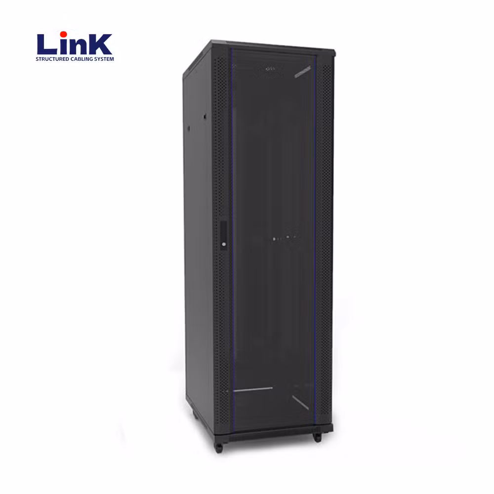 Floor Mounted Server Network Cabinet Rack Case with Dual Cable Management Rails