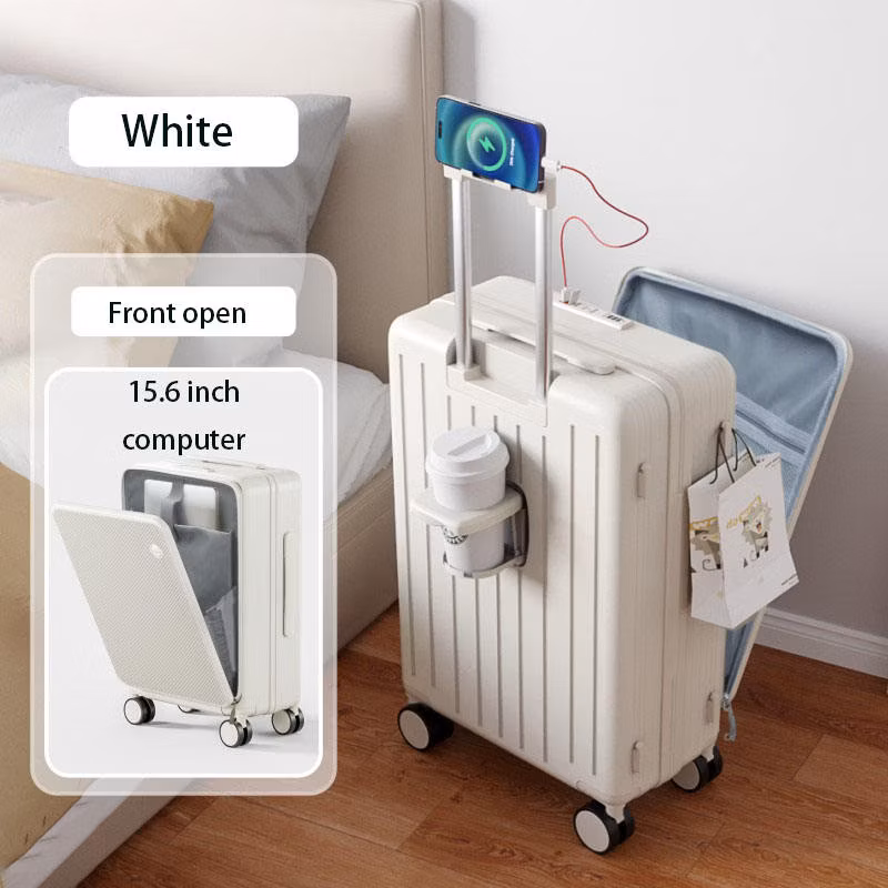 Multi-Functional Front Opening USB Charging Port and Mobile Phone Standing 26′′ Large Capacity Suitcase