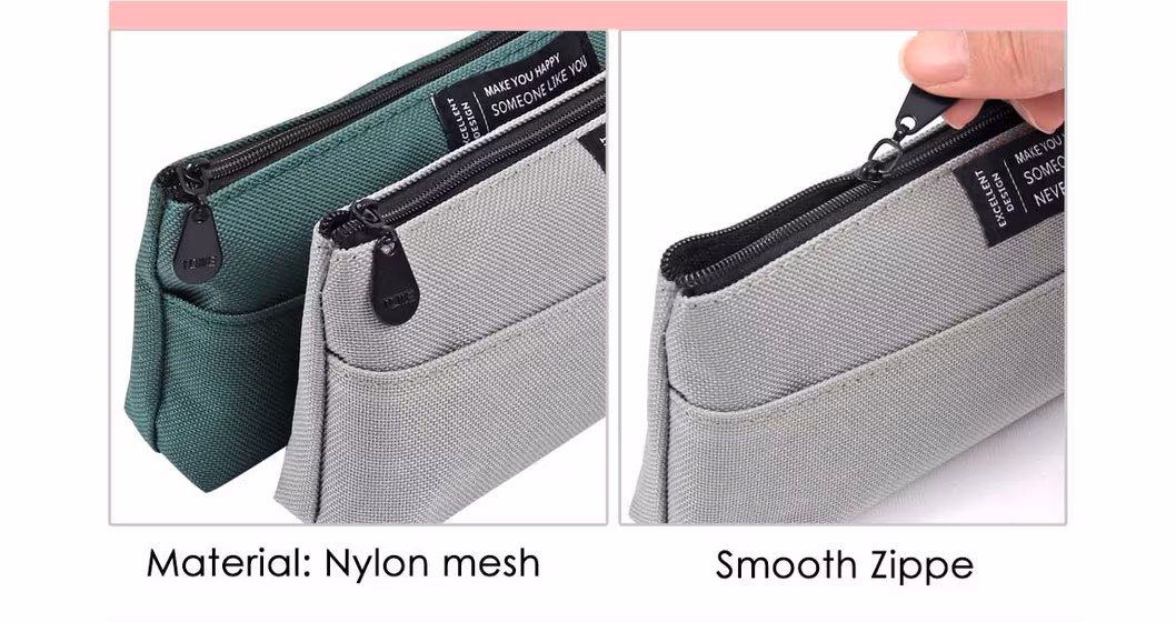 Foska Simple Style Nylon Cloth Student Kids Pencil Bag with Zipper