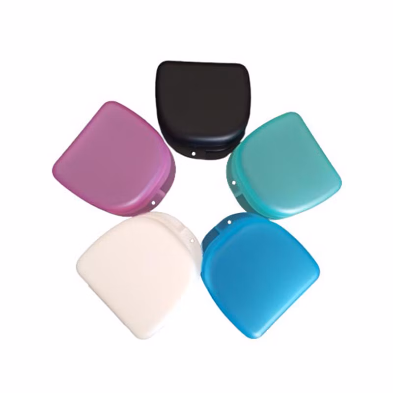 Portable Blue Dental Orthodontic Braces Storage Case with Mirror for Travel
