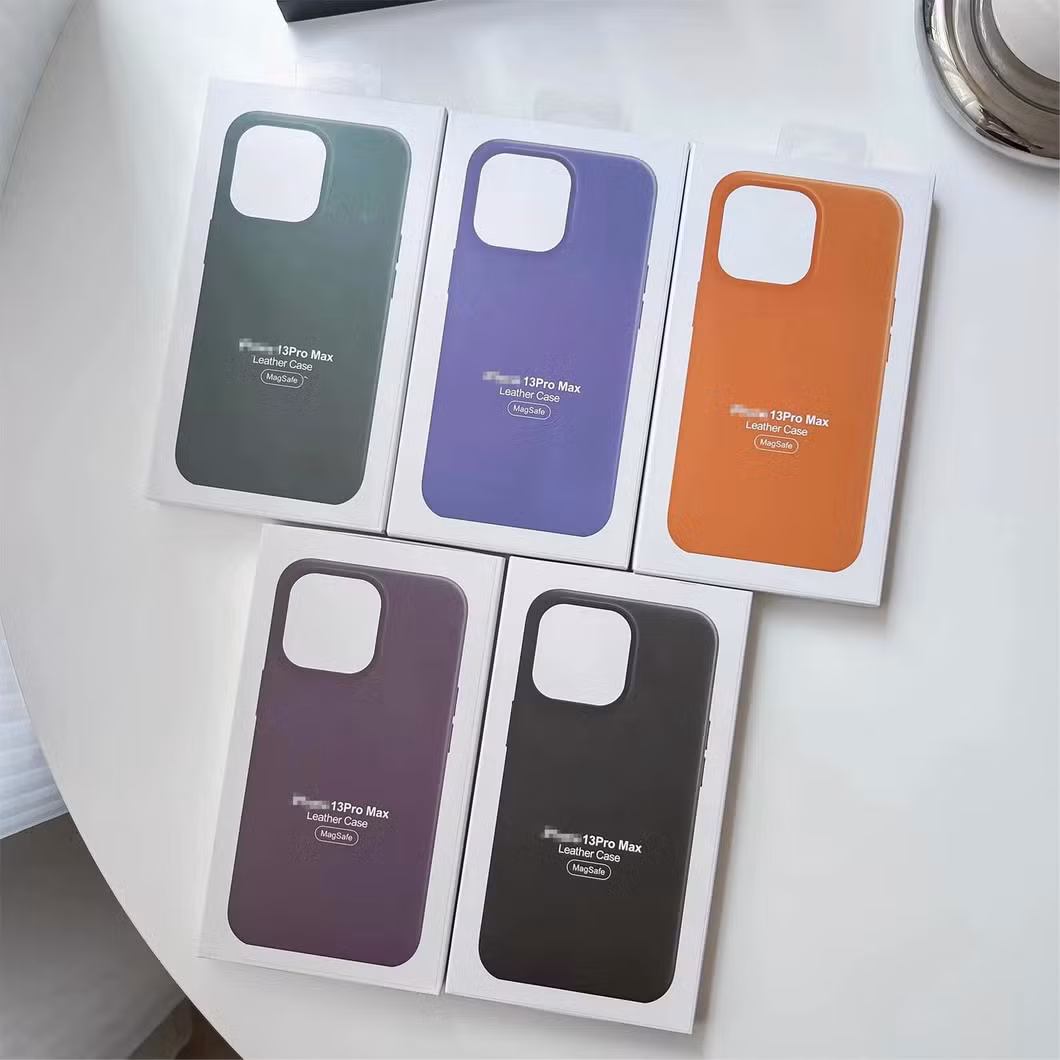 Official Logo Phone Case for iPhone 14/14 PRO/14 PRO Max Genuine Leather Case with Mag Magnetic Safe Case Pop up Animation Box Package