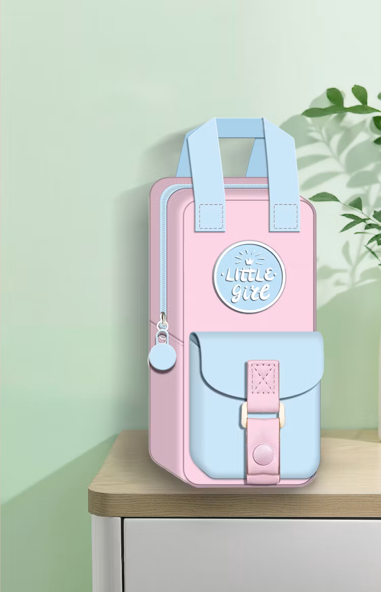 New Fashion Pencil Case with Ribbon Handle Large Capacity Colorful Pencil Bag