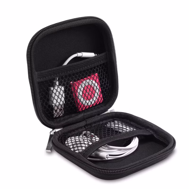 Custom Portable Shockproof Mini EVA Earphone Case with Mesh Pocket for Cable