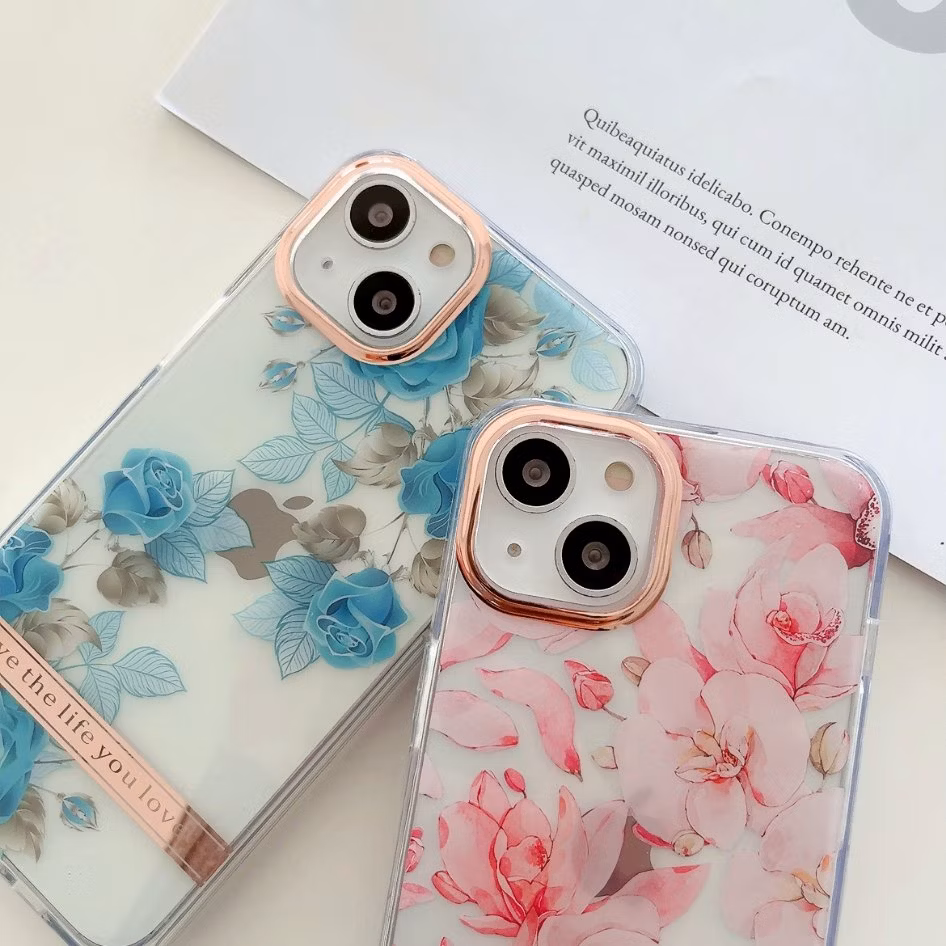 Customized IMD Electroplating Mobile Phone Case for Samsung A14 A34 A54 A73 A53 A23 S23 Ultra Hard PC Flower Leaves Back Cover