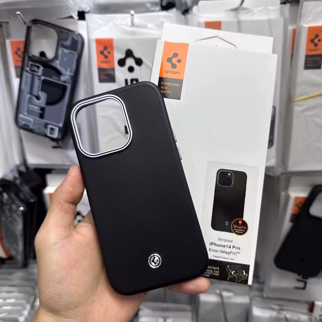High Quality Mobile Phone Protective Case Spigen Enzo Business Style Leather Case Magnetic Suction