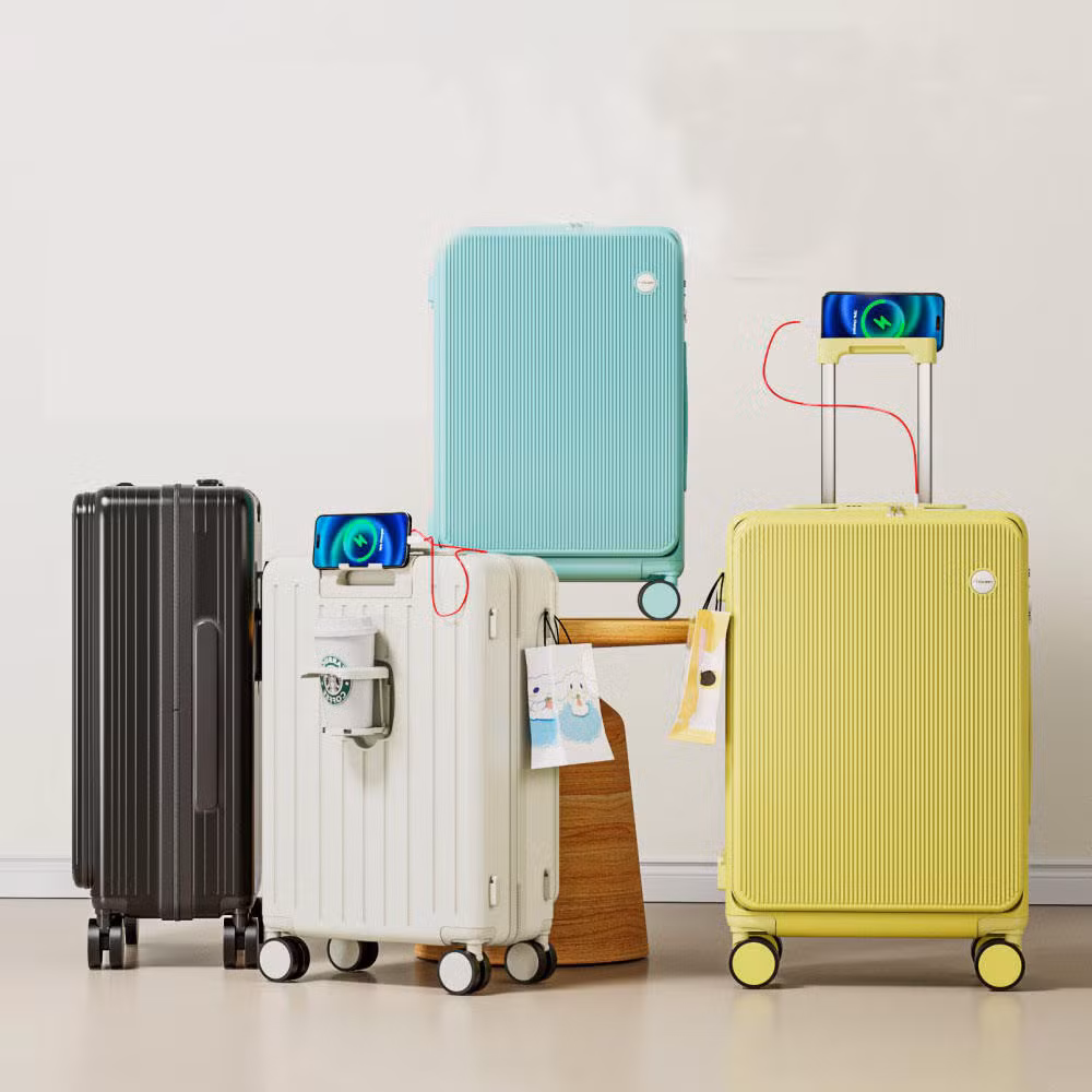 Multi-Functional Front Opening USB Charging Port and Mobile Phone Standing 26′′ Large Capacity Suitcase