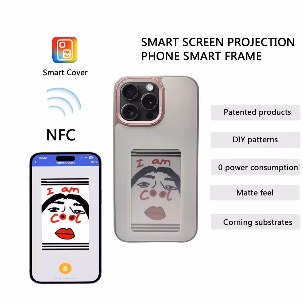 New Designer NFC Smart E Ink Screen Display Mobile Phone Case Cover for Phone 15 PRO Max - DIY Cases for Phone 14/13