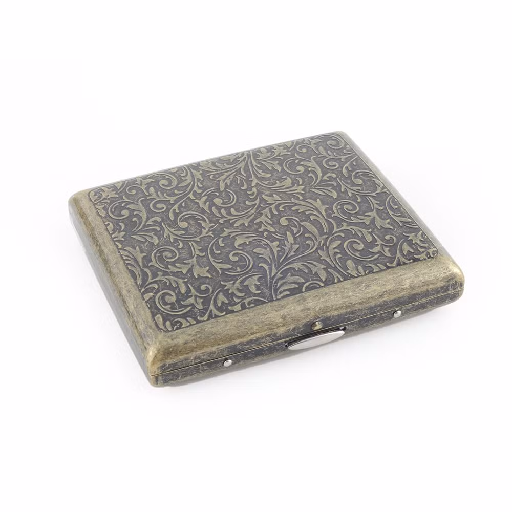 Classic Design Bronze Flower Cigarette Case with Snap Joint