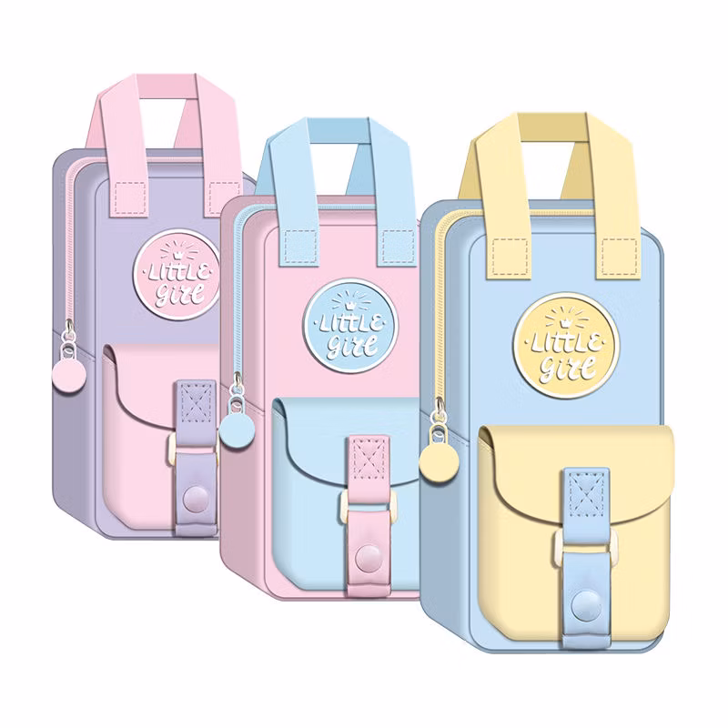 New Fashion Pencil Case with Ribbon Handle Large Capacity Colorful Pencil Bag