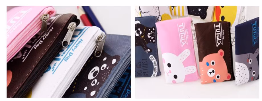 Custom Printing Canvas Student School Pencil Bag Stationery Case