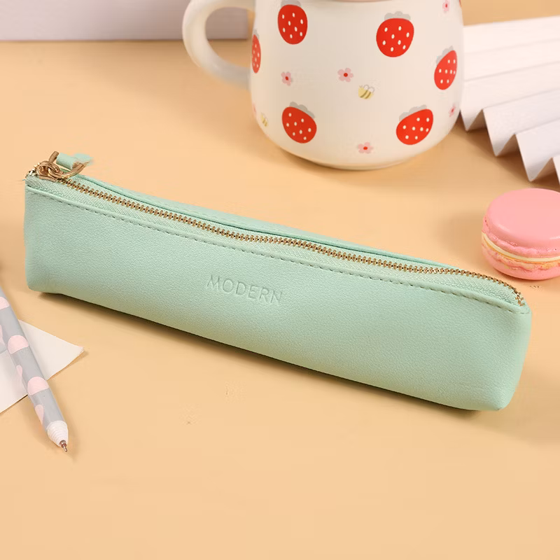 Mini Solid Color PU Fabric Pencil Case Elementary School Stationery Bag Candy-Colored Wholesome Pencil Storage Bag
