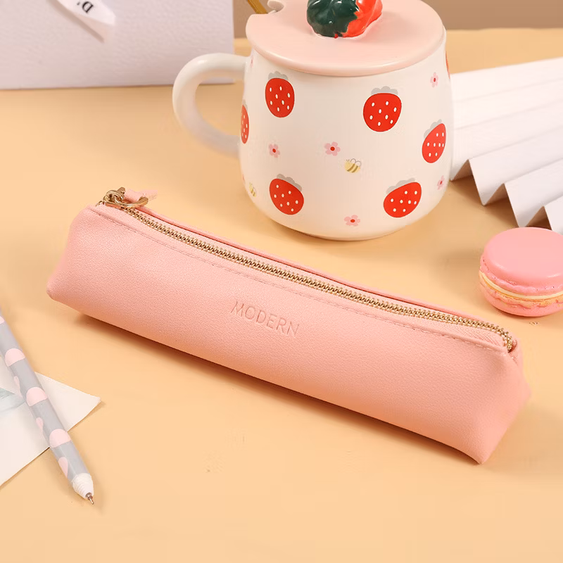 Mini Solid Color PU Fabric Pencil Case Elementary School Stationery Bag Candy-Colored Wholesome Pencil Storage Bag