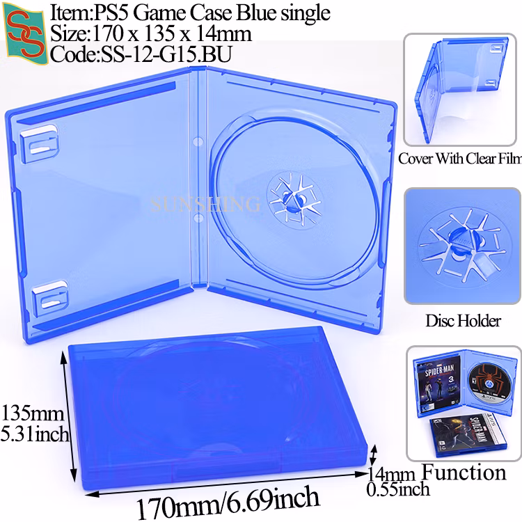 for Playstation 5 Translucent Blue Video Game PS5 Replacement Shell Storage Case