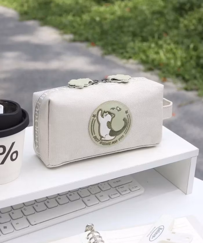 Elegant Large Oxford Canvas Pencil Case with Zipper Closure Good Quality Craftsmanship