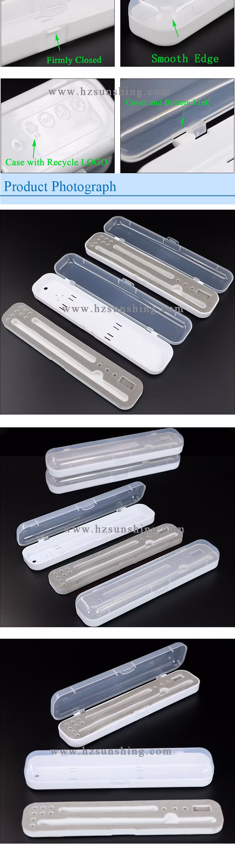 Sunshing Plastic Transparent Snap iPad Pen Box Stationery Pen Case with Foam