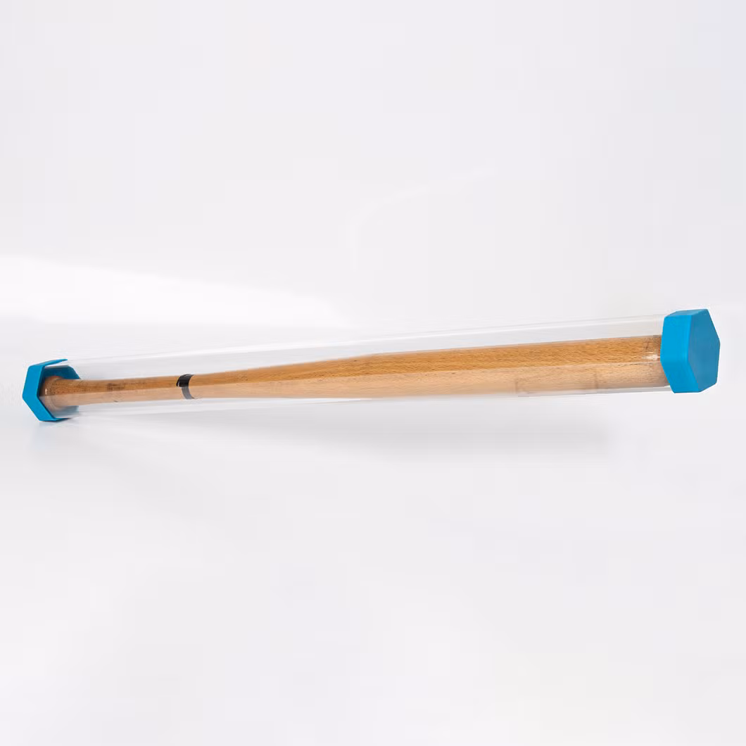 Baseball Bat Case with Blue Rubber Hexagon End Caps and Clear Tube