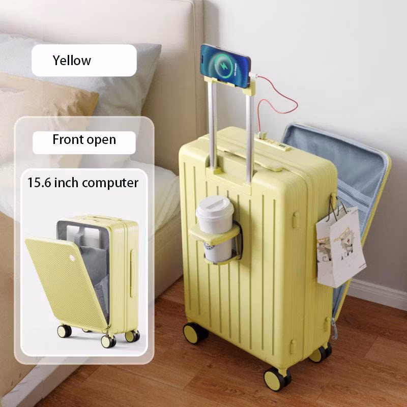 Multi-Functional Front Opening USB Charging Port and Mobile Phone Standing 26′′ Large Capacity Suitcase